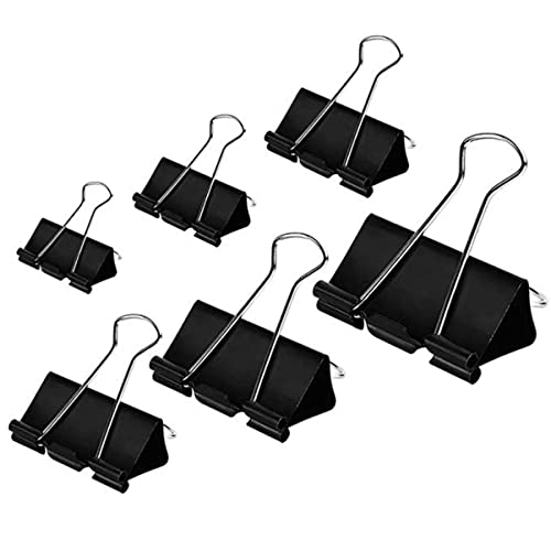 OSALADI 130 Stück Schwarze Binder Clips Teiliges Robuste Büroklammern für Home Office Schule Wiederverwendbar Platzsparend Einfach zu Handhaben von OSALADI