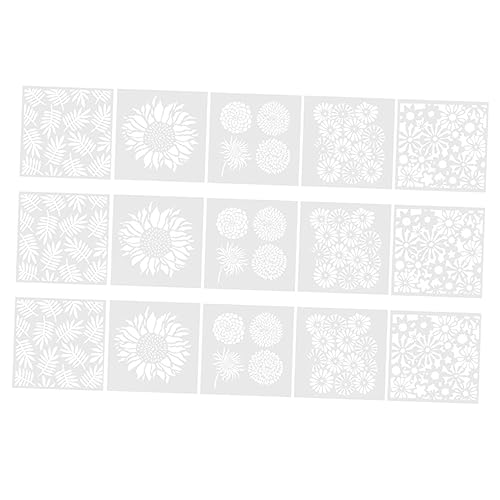 OSALADI 15 Stück Teiliges von Wiederverwendbaren Schablonen für Blumenmalerei Diy Vorlagen für Tagebuch Wandgestaltung und Bastelarbeiten Geeignet für Acrylfarben und Mehr von OSALADI