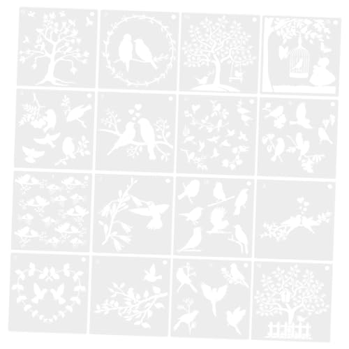 OSALADI 16 Blatt Wiederverwendbare Malschablonen Set mit Blättern Vogel Design Schablonen für Diy Malerei und Handwerk für Wände Möbel und Kreative Projekte OSALADI 16 Blatt Wiederverwendbare Malschablonen Set mit Blättern Vogel Design Schablonen für Diy Malerei und Handwerk für Wände Möbel und Kreative Projekte von OSALADI