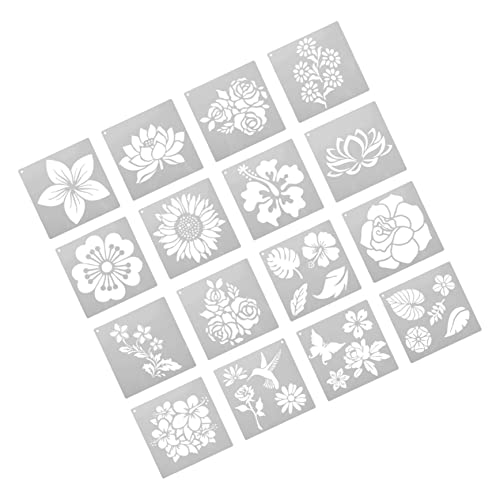 OSALADI 16 Stück Malvorlage Sammelalbum Hochzeit Schablonen Zum Malen Blumen- Große Wandschablonen Wiederverwendbare Blumenschablonen Blätter Malerei Zeichnung Das Haustier von OSALADI