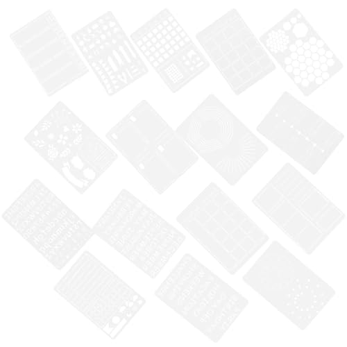 OSALADI 16 Stück Teiliges DIY Graffiti Malvorlagen Wiederverwendbare Schablonen für Kunsthandwerk Journal und Scrapbooking Strapazierfähigem Pet Material Klare Muster für Kreative Projekte von OSALADI