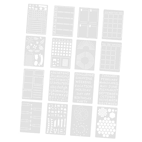 OSALADI 16 Stück Teiliges Diy Malvorlagen für Wiederverwendbare Schablonen für Scrapbooking und Wochenplanung Kreative Malvorlagen für Kunstprojekte und Bastelarbeiten von OSALADI