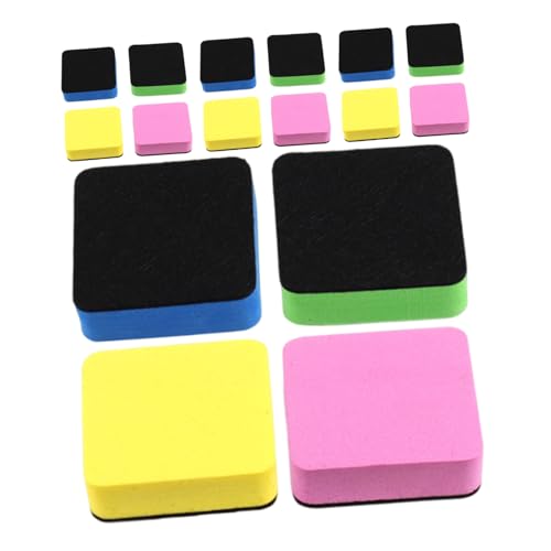 OSALADI 16 Stück Teiliges Whiteboard Radiergummi Quadratische Mini-tafelwischer aus Eva-filz in Grün Blau Gelb Magnetisch Langlebig Trocken Abwischbar für Klassenzimmer Büro von OSALADI