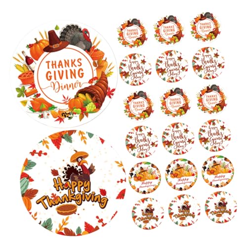 OSALADI 160 Stück Teiliges Thanksgiving Aufkleber Kleine Bunte Herbststicker für Geschenktüten Umschläge Lebensmittelkennzeichnung und Festliche Partydekoration Vielseitige Thanksgiving von OSALADI