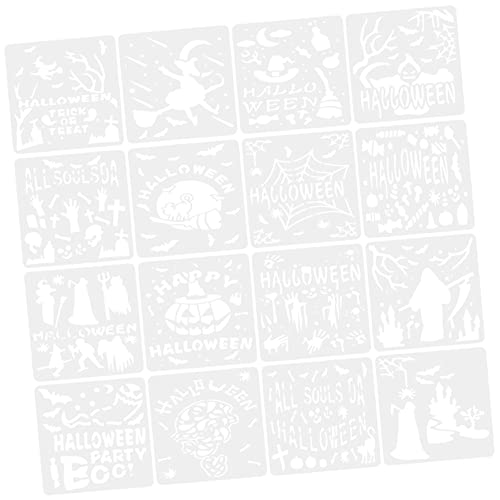 OSALADI 16Stücke Teiliges Halloween Schablonen für Kreative Malerei Wiederverwendbare DIY Vorlagen für Wände Karten und Mehr Fördert Kreativität und Fantasie von OSALADI