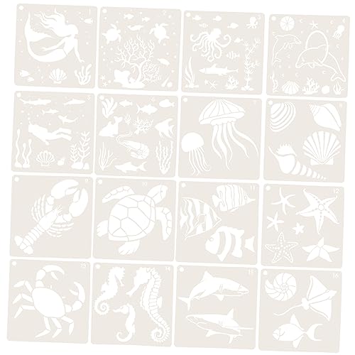 OSALADI 16Stücke Teiliges Wiederverwendbarer Schablonen Für DIY Holzdeko Und Kunsthandwerk Für Scrapbooking Wände Möbel Und Projekte Meerestier Muster Für Erwachsene OSALADI 16Stücke Teiliges Wiederverwendbarer Schablonen Für DIY Holzdeko Und Kunsthandwerk Für Scrapbooking Wände Möbel Und Projekte Meerestier Muster Für Erwachsene von OSALADI