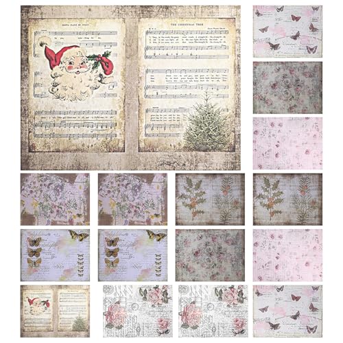 OSALADI 16Stücke Vintage Scrapbooking Papier Dekoratives Hintergrundpapier für DIY Klare Muster Langlebig und Praktisch für Journaling und Bastelprojekte von OSALADI