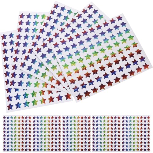OSALADI 18 Blatt Bunte Sternaufkleber Selbstklebende Dekorationssticker für Scrapbooking Laptops und Notizbücher Ästhetische Abnehmbare Aufkleber für Kreative Projekte von OSALADI