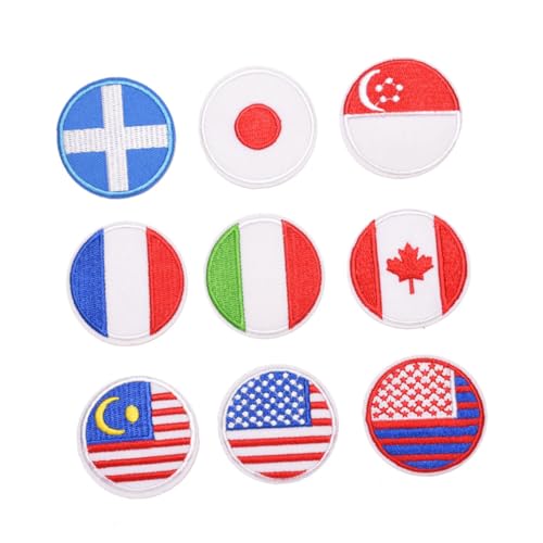 OSALADI 18 Stück Teiliges Set Rund Flaggen Patches Stylische Stickerei Applikationen zur Reparatur von Jeans und Kleidung für Kreative Diy Projekte und Modedesign von OSALADI