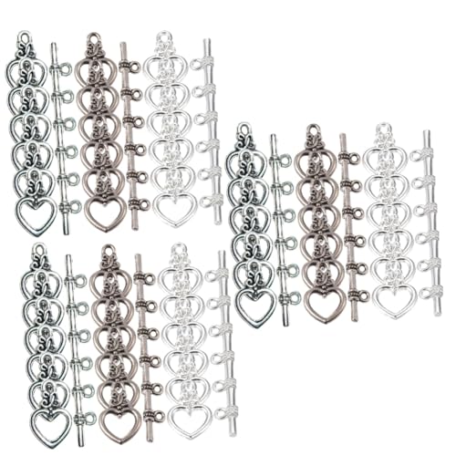 OSALADI 180 Sätze Toggle Clasps Herzförmige Verschlüsse für Diy Schmuckherstellung Legierung Schmuckverbinder Antik Antik für Armbänder und von OSALADI