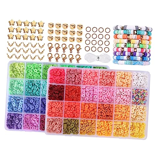 OSALADI 1Satz DIY Bastelperlen für Schmuckherstellung Farben Polymer Clay Perlen Zubehörteile Schnur Geschenkideen für Armbänder und Mehr von OSALADI