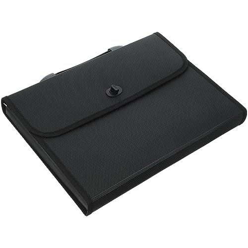 OSALADI 1Satz Erweiterbarer Aktenordner für Dokumente Fächer Schwarz für Büro und Studium Dokumenten Organizer mit Mehreren Taschen und Index Tags für Optimale Ordnung von OSALADI