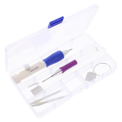 OSALADI Stickerei für Anfänger – 9 Stück Punch Needle Kit mit Stanznadeln Nadeleinfädler und Selbstgemacht Zubehör für Kreative Handarbeiten für Dekoration im Wohn und Schlafzimmer von OSALADI