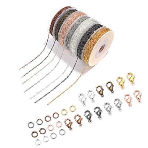 OSALADI 1Satz Schmuck Bastel Metallkette Mit Karabinerverschlüssen Und Biegeringen Für DIY Armbänder Halsketten Und Anhänger Farben Langlebig Und Vielseitig von OSALADI