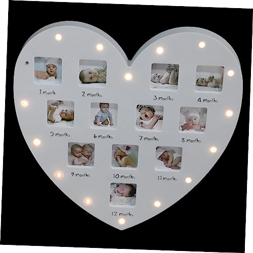 OSALADI 1stk Dekorative Lichter Baby Girl Bilderrahmen 12- Monatiges Fotorahmen Sonogramm Bilderrahmen Mein Erstes Jahr Bilderrahmen Neugeboren Kleine Einrichtung Acryl Weiß von OSALADI
