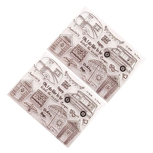 OSALADI 2 Blätter Transparente Silikonstempel für Scrapbooking Diy Fotoalbum Tagebuch Handgemachte Stempel Verschiedenen Formen Langlebig und Sicher für Kreative Bastelprojekte von OSALADI
