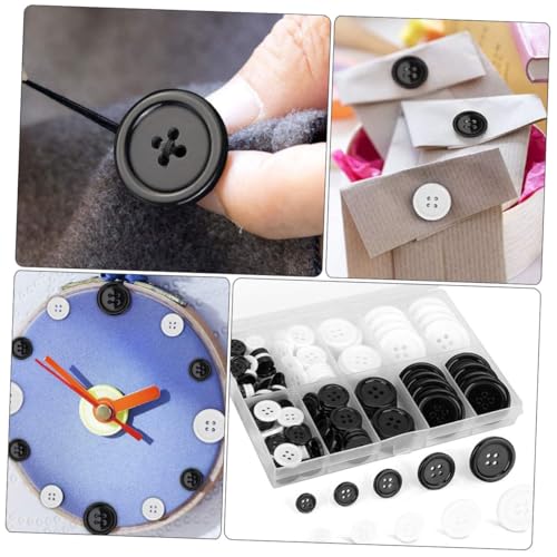 OSALADI 2 Boxen Boxen Klassische Harzknöpfe Multifunktionale Nähknöpfe mit Löchern Leichte DIY Bastelknöpfe für Hemden Mäntel Individuelle Kleidung Schwarz weiß Kompakt und Langlebig von OSALADI