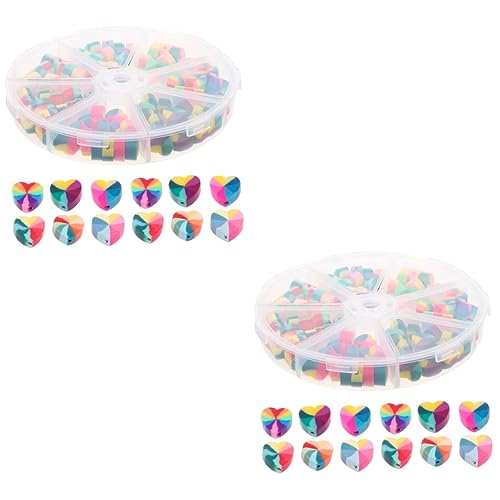 OSALADI 2 Boxen Regenbogen Liebesperlen Herz Charme Schlüssel groß schnell Perlen für Schmuckhersteller herzförmige Perlen zum Basteln Schmuckherstellung Herzperlen DIY-Perlen Polymer-Ton von OSALADI