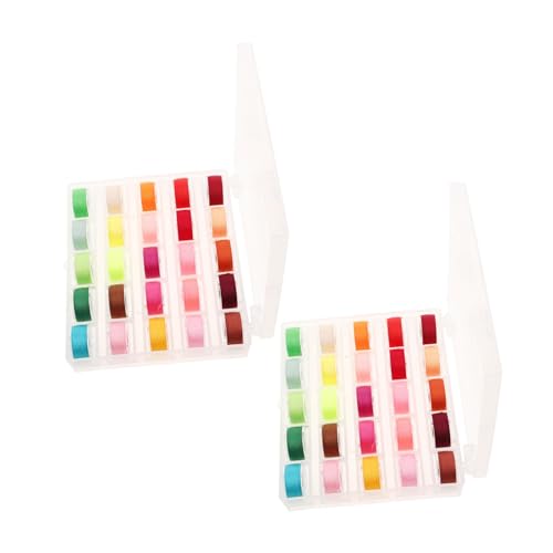 OSALADI 2 Karton Nähgarn Set mit Bobbins und Polyesterfäden Transparente Aufbewahrungsbox Nähmaschinenspulen Vorgewickelt für Hand Maschinensticken Platzsparend und Vielseitig für DIY von OSALADI