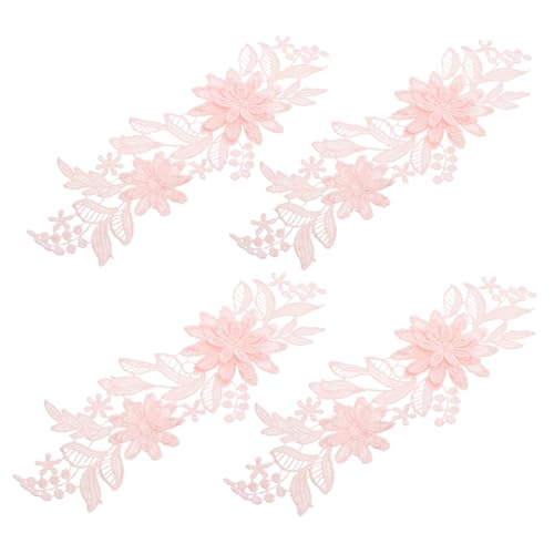 OSALADI 2 Paare Stickerei -Hochzeitskleidungszubehör DIY Hochzeit Dekoration Dekorative Spitzen für Kleidung Stickerei-Blumenapplikation dekoratives Spitzenband Polyestergarn Rosa von OSALADI