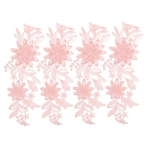 OSALADI 2 Paare Stickerei -hochzeitskleidungszubehör Spitzenstickerei-applikationen Stickereien Blumenschneide Spitzenband Blumenspitzen -applikationen Stoff Polyestergarn Rosa von OSALADI