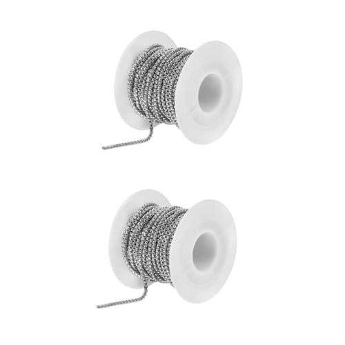 OSALADI 2 Rollen 10 Stahlkette Perlenkette Halskette Für Armschlinge 2 Mm Diy-kette Kettenverlängerung Quadratische Kugelkette Kette Zur Schmuckherstellung Rostfreier Stahl Silver von OSALADI