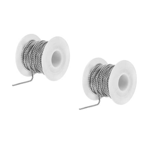 OSALADI 2 Rollen 10 Stahlkette für Halskette perlenkette pearl necklace schmuckwerkzeug schmuck machen halsreif armschlinge 10 Meter Kette quadratische Kugelkette Rostfreier Stahl Silver von OSALADI
