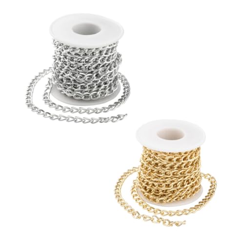 OSALADI 2 Rollen Aluminium Gliederkette für Schmuckherstellung Langlebige DIY Metallkette in Gold und Silber pro Vielseitig für Halsketten Armbänder und Bastelprojekte OSALADI 2 Rollen Aluminium Gliederkette für Schmuckherstellung Langlebige DIY Metallkette in Gold und Silber pro Vielseitig für Halsketten Armbänder und Bastelprojekte von OSALADI