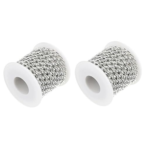 OSALADI 2 Rollen Aluminium Kette für Diy Schmuck Lange Robuste Handtaschen und Gepäckkette Silberfarben Leicht für Schmuckherstellung und Kreative Projekte von OSALADI