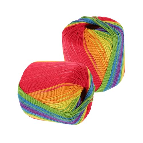 OSALADI 2 Rollen Farbverlauf Baumwollgarn Farbige Häkelwolle DIY Handstrickgarn Waschbar Kein Verblassen Für Handarbeit Anfänger und Kreative von OSALADI