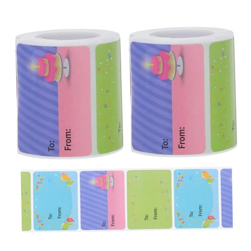 OSALADI 2 Rollen Geburtstagsaufkleber Urlaubsverpackungs-gadget Namensschilder Für Frohes Neues Jahr Leckerli-tasche Von Bis Aufklebern Aufkleber Aus Beschichtetem Papier von OSALADI