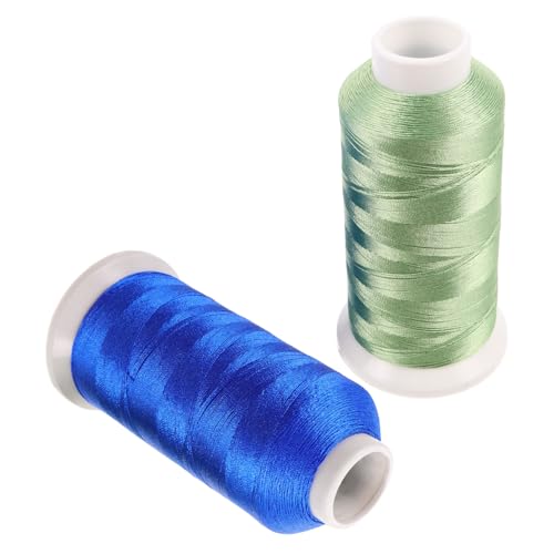 OSALADI 2 Rollen Polyester Stickgarn Eis-seide Faden für DIY Nähen Quilten Chinesische Knoten Dekoratives Handarbeitsgarn in Blau Mix von OSALADI