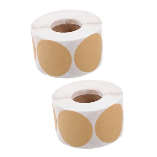 OSALADI 2 Rollen Runde Selbstklebende Etiketten aus Kraftpapier Beschriftbare Aufkleber für Klassifizierung und Organisation für von OSALADI