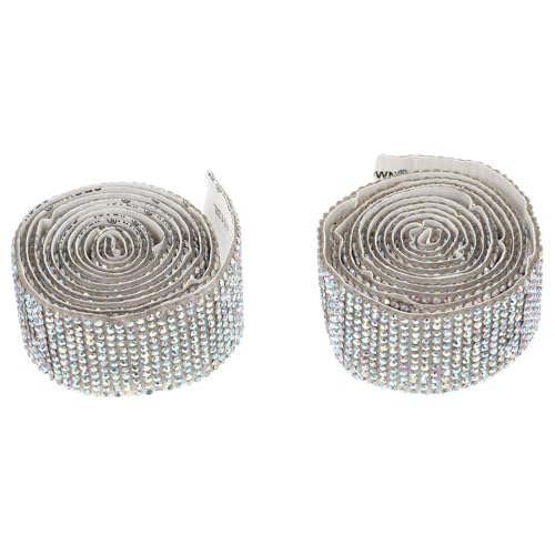 OSALADI 2 Rollen Selbstklebendes Strassband Breit Glitzerndes DIY Rhinestone Ribbon für Hochzeit Kostüm Taschen Schuhe Basteln Dekoration von OSALADI