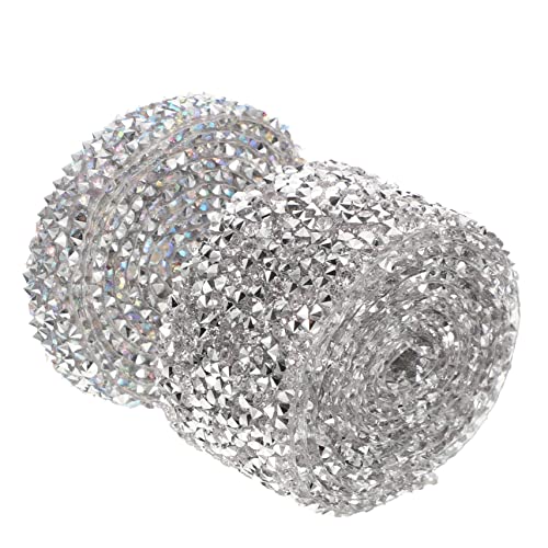 OSALADI 2 Rollen Selbstklebendes Strassband Silbernes und Ab Farbiges Glitzer Rhinestone Ribbon Breit Langlebig Leicht Zuschneidbar für DIY Basteln Kleidung Dekoration von OSALADI