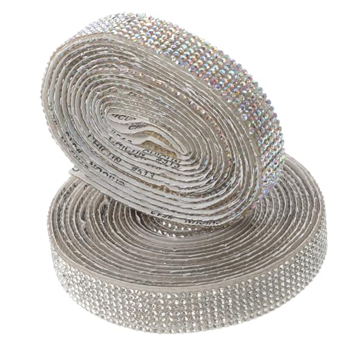 OSALADI 2 Rollen Selbstklebendes Strasssteinband Kristall Diamant Band Bling Schmucksteine Dekorationsstreifen für Kleidung Taschen Schuhe DIY Zubehör von OSALADI