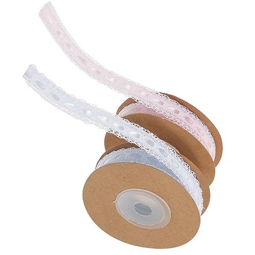 OSALADI 2 Rollen Spitzenband Polyester Spitzenbesatz ohne Elastizität Dekoratives Nähzubehör für Diy Kleidung Vorhänge Tischdecken Vielseitiges Bastelband Blau und Rosa von OSALADI