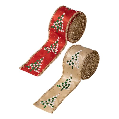 OSALADI 2 Rollen Weihnachtsband mit Drahtkante Festliches Geschenkband zum Basteln Stabile Stoffbänder mit Weihnachtsbaum Glitzermotiv für DIY Kränze Schleifen und festliche Dekorationen OSALADI 2 Rollen Weihnachtsband mit Drahtkante Festliches Geschenkband zum Basteln Stabile Stoffbänder mit Weihnachtsbaum Glitzermotiv für DIY Kränze Schleifen und festliche Dekorationen von OSALADI