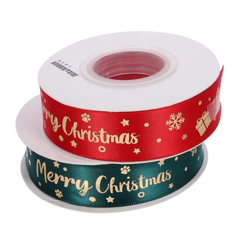 OSALADI 2 Rollen Weihnachtsdekoration Geschenkband mit Schneeflocken Muster Rot und Grün für Bastelarbeiten und Weihnachtsbaum Dekoration Yards pro Rolle OSALADI 2 Rollen Weihnachtsdekoration Geschenkband mit Schneeflocken Muster Rot und Grün für Bastelarbeiten und Weihnachtsbaum Dekoration Yards pro Rolle von OSALADI