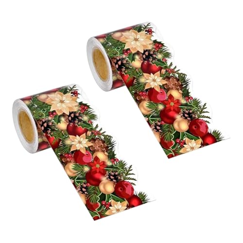 OSALADI 2 Rollen Weihnachtsdekorationsaufkleber Feiertags Klassenzimmerränder Tafelränder Für Feiertagsklassenzimmer Weihnachtsstern Feiertagstafelränder Beschichtete Papieraufkleber von OSALADI