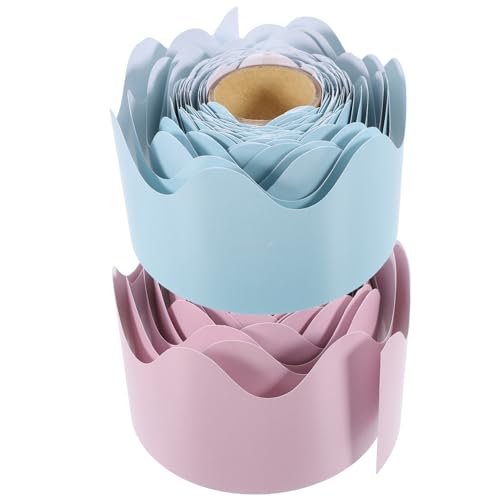 OSALADI 2 Rollen Zwei Dekorative für Pinnwände Wellenrand Klassenzimmer Dekoration Blau Rosa Selbstklebend für Kreative Anwendungen und Bastelprojekte von OSALADI