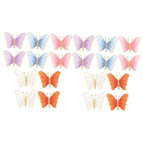 OSALADI 2 Sätze Aufbügler Schmetterlings Patches Diy Bestickte Applikationen Für Kleidung Reparatur Dekoration Farben Orange Weiß Himmelblau Lila 10 Stück * 2 von OSALADI