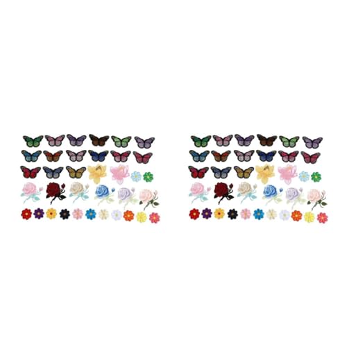 OSALADI 2 Sätze Blumen Schmetterling Stickerei Patches Für Kleidung Bügelbare Applikationen Zur Dekoration Von Jeans Shirts Und Kleidern Einfach Anzubringen Und Langlebig 36 Stück * 2 von OSALADI