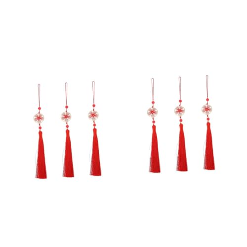 OSALADI 2 Sätze Blumenquasten Anhänger Für DIY Lesezeichen Dekoration Mit Hängenden Quasten Leuchtendem Rot Langlebig Und Vielseitig Einsetzbar Für Kreative Bastelprojekte 3 Stück * 2 von OSALADI
