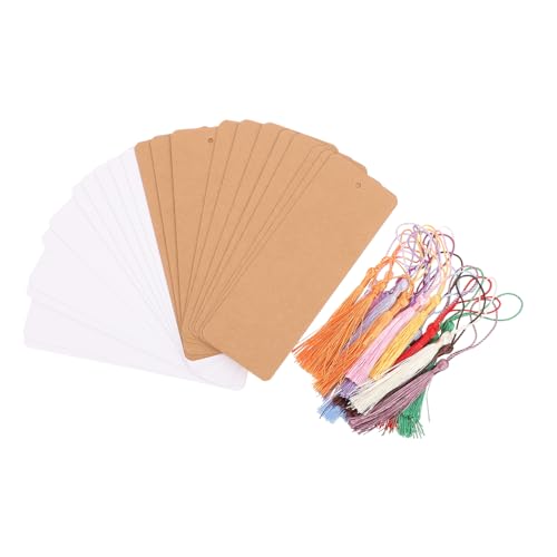 OSALADI 2 Sätze DIY Lesezeichen Teilig Blanko Papier Lesezeichen aus Weiß und Kraftkarton Tasseln Basteln Bemalen und Personalisieren für Geschenke und Dekoration von OSALADI