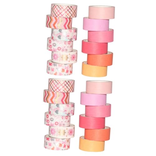 OSALADI 2 Sätze Diy Scrapbook Aufkleber Rotes Papier Klebeband Dekoratives Washi Tape Für Scrapbooking Bastelarbeiten Und Journaling Für Kreative Projekte 12 Rollen * 2 von OSALADI