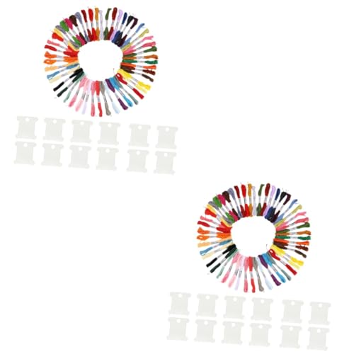 OSALADI 2 Sätze Farben Premium Stickgarn Set für Kreuzstich Teiliges Baumwollfaden Set mit Winding Platten für Diy Handarbeiten und Kreative Projekte von OSALADI