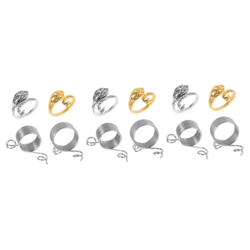 OSALADI 2 Sätze Fingerkabelanschluss Ring Strickfinger Garn Häkeln D Haken Maschenmarkierer Häkeln Gestrickt Stich Häkelzubehör Strickzubehör Stricken Rostfreier Stahl 4 Stücke * 2 von OSALADI