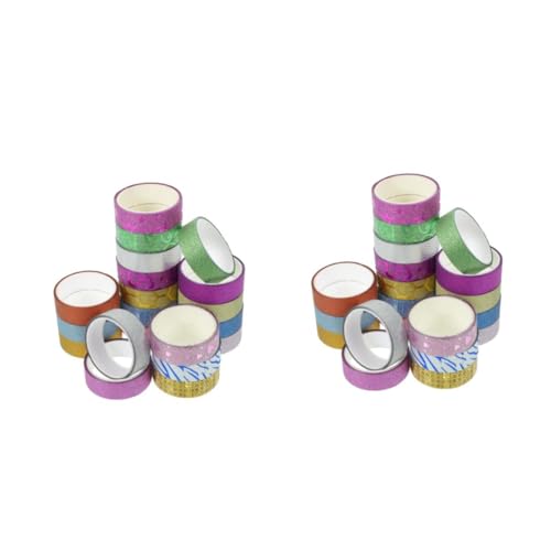 OSALADI 2 Sätze Glitzerband Junk-journal-zubehör Funkeln Papier Klebeband Blumenband Farbiges Papier Abdeckband Roségoldenes Seidenpapier Aufkleber Washi-tape- Opp Papier 30 Stück * 2 von OSALADI