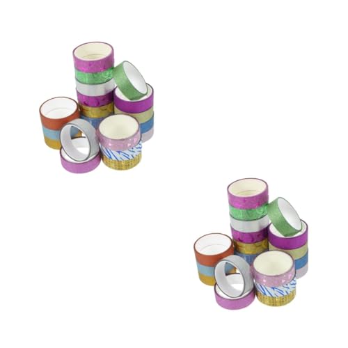 OSALADI 2 Sätze Glitzerband Klebeband Farbiges Papier Abdeckband Roségoldenes Seidenpapier Funkeln Blumenband Junk-journal-zubehör Aufkleber Washi-tape- Opp Papier 30 Stück * 2 von OSALADI